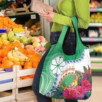 Marshall Islands Kwajalein Atoll Grocery Bag Curves Polynesian Mix Tropical Flowers LT14 - Polynesian Pride
