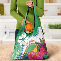 Marshall Islands Kwajalein Atoll Grocery Bag Curves Polynesian Mix Tropical Flowers LT14 - Polynesian Pride