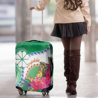 Marshall Islands Kwajalein Atoll Luggage Cover Curves Polynesian Mix Tropical Flowers