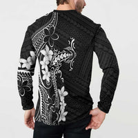 Black Hawaii Button Sweatshirt Hammerhead Shark Tattoo Curve Polynesian LT14 - Polynesian Pride