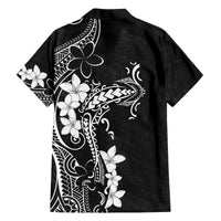 Black Hawaii Family Matching Off The Shoulder Long Sleeve Dress and Hawaiian Shirt Hammerhead Shark Tattoo Curve Polynesian - Polynesian Pride