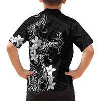 Black Hawaii Family Matching Puletasi and Hawaiian Shirt Hammerhead Shark Tattoo Curve Polynesian LT14 - Polynesian Pride