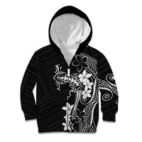 Black Hawaii Kid Hoodie Hammerhead Shark Tattoo Curve Polynesian LT14 Zip Hoodie Black - Polynesian Pride