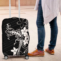 Black Hawaii Luggage Cover Hammerhead Shark Tattoo Curve Polynesian - Polynesian Pride