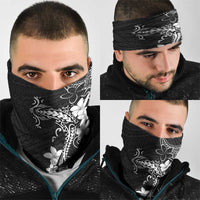 Black Hawaii Neck Gaiter Hammerhead Shark Tattoo Curve Polynesian - Polynesian Pride