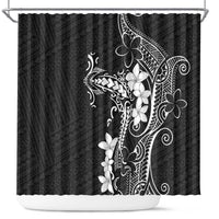 Black Hawaii Shower Curtain Hammerhead Shark Tattoo Curve Polynesian - Polynesian Pride