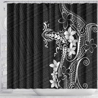 Black Hawaii Shower Curtain Hammerhead Shark Tattoo Curve Polynesian - Polynesian Pride