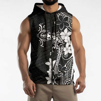 Black Hawaii Sleeveless Zip Hoodie Hammerhead Shark Tattoo Curve Polynesian LT14 - Polynesian Pride