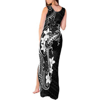 Black Hawaii Tank Maxi Dress Hammerhead Shark Tattoo Curve Polynesian - Polynesian Pride