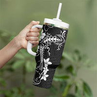 Black Hawaii Tumbler With Handle Hammerhead Shark Tattoo Curve Polynesian - Polynesian Pride