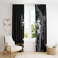 Black Hawaii Window Curtain Hammerhead Shark Tattoo Curve Polynesian - Polynesian Pride