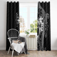 Black Hawaii Window Curtain Hammerhead Shark Tattoo Curve Polynesian - Polynesian Pride