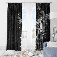 Black Hawaii Window Curtain Hammerhead Shark Tattoo Curve Polynesian - Polynesian Pride