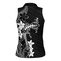 Black Hawaii Women Sleeveless Polo Shirt Hammerhead Shark Tattoo Curve Polynesian LT14 - Polynesian Pride