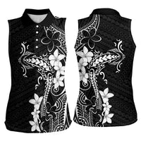 Black Hawaii Women Sleeveless Polo Shirt Hammerhead Shark Tattoo Curve Polynesian LT14 - Polynesian Pride