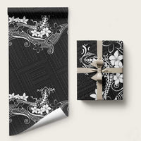 Black Hawaii Wrapping Paper Hammerhead Shark Tattoo Curve Polynesian LT14 58" × 23" Black - Polynesian Pride