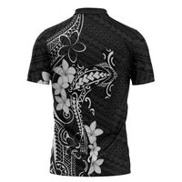 Black Hawaii Zipper Polo Shirt Hammerhead Shark Tattoo Curve Polynesian LT14 - Polynesian Pride