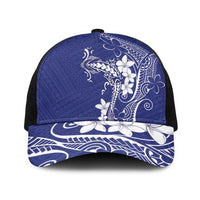 Blue Hawaii Baseball Net Cap Hammerhead Shark Tattoo Curve Polynesian LT14 One Size Black Blue - Polynesian Pride