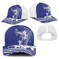 Blue Hawaii Baseball Net Cap Hammerhead Shark Tattoo Curve Polynesian LT14 - Polynesian Pride