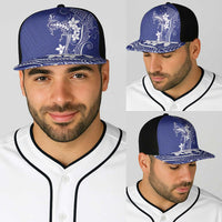 Blue Hawaii Baseball Net Cap Hammerhead Shark Tattoo Curve Polynesian - Polynesian Pride