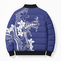 Blue Hawaii Bomber Puffer Jacket Hammerhead Shark Tattoo Curve Polynesian LT14 - Polynesian Pride