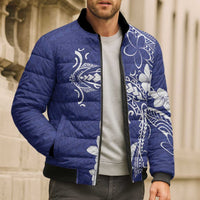 Blue Hawaii Bomber Puffer Jacket Hammerhead Shark Tattoo Curve Polynesian LT14 - Polynesian Pride