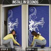 Blue Hawaii Door Cover Hammerhead Shark Tattoo Curve Polynesian LT14 - Polynesian Pride