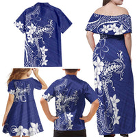Blue Hawaii Family Matching Off Shoulder Maxi Dress and Hawaiian Shirt Hammerhead Shark Tattoo Curve Polynesian - Polynesian Pride