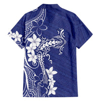 Blue Hawaii Family Matching Off Shoulder Maxi Dress and Hawaiian Shirt Hammerhead Shark Tattoo Curve Polynesian - Polynesian Pride