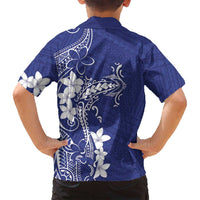 Blue Hawaii Family Matching Puletasi and Hawaiian Shirt Hammerhead Shark Tattoo Curve Polynesian LT14 - Polynesian Pride