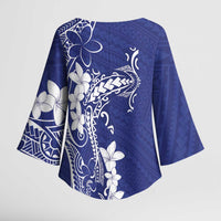 Blue Hawaii Kimono Sleeve Blouse Hammerhead Shark Tattoo Curve Polynesian - Polynesian Pride