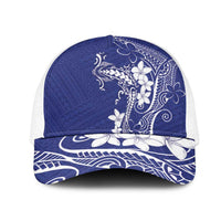 Blue Hawaii Mesh Trucker Cap Hammerhead Shark Tattoo Curve Polynesian LT14 One Size White Blue - Polynesian Pride