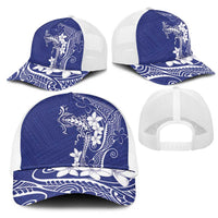 Blue Hawaii Mesh Trucker Cap Hammerhead Shark Tattoo Curve Polynesian LT14 - Polynesian Pride
