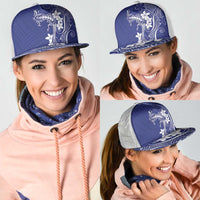 Blue Hawaii Mesh Trucker Cap Hammerhead Shark Tattoo Curve Polynesian LT14 - Polynesian Pride