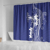 Blue Hawaii Shower Curtain Hammerhead Shark Tattoo Curve Polynesian - Polynesian Pride