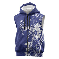 Blue Hawaii Sleeveless Zip Hoodie Hammerhead Shark Tattoo Curve Polynesian LT14 Blue - Polynesian Pride