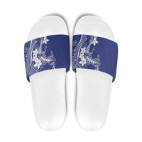 Blue Hawaii Slide Sandals Hammerhead Shark Tattoo Curve Polynesian - Polynesian Pride