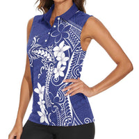 Blue Hawaii Women Sleeveless Polo Shirt Hammerhead Shark Tattoo Curve Polynesian LT14 - Polynesian Pride