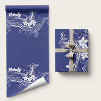 Blue Hawaii Wrapping Paper Hammerhead Shark Tattoo Curve Polynesian LT14 58" × 23" Blue - Polynesian Pride