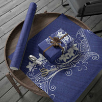 Blue Hawaii Wrapping Paper Hammerhead Shark Tattoo Curve Polynesian LT14 - Polynesian Pride