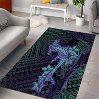 Purple Paradise Hawaii Area Rug Hammerhead Shark Tattoo Curve Polynesian - Polynesian Pride