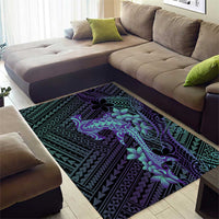 Purple Paradise Hawaii Area Rug Hammerhead Shark Tattoo Curve Polynesian - Polynesian Pride