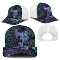 Purple Paradise Hawaii Baseball Net Cap Hammerhead Shark Tattoo Curve Polynesian - Polynesian Pride