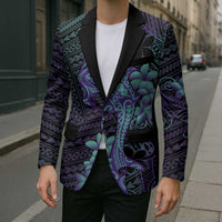 Purple Paradise Hawaii Blazer Hammerhead Shark Tattoo Curve Polynesian - Polynesian Pride