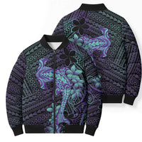 Purple Paradise Hawaii Bomber Puffer Jacket Hammerhead Shark Tattoo Curve Polynesian LT14 - Polynesian Pride