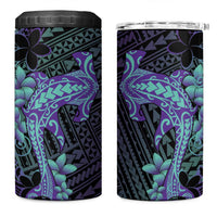 Purple Paradise Hawaii 4 in 1 Can Cooler Tumbler Hammerhead Shark Tattoo Curve Polynesian - Polynesian Pride