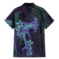 Purple Paradise Hawaii Family Matching Mermaid Dress and Hawaiian Shirt Hammerhead Shark Tattoo Curve Polynesian - Polynesian Pride