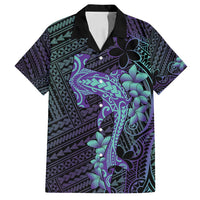Purple Paradise Hawaii Family Matching Off Shoulder Maxi Dress and Hawaiian Shirt Hammerhead Shark Tattoo Curve Polynesian - Polynesian Pride