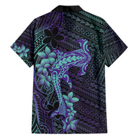 Purple Paradise Hawaii Family Matching Off Shoulder Maxi Dress and Hawaiian Shirt Hammerhead Shark Tattoo Curve Polynesian - Polynesian Pride