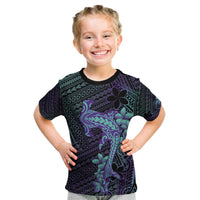 Purple Paradise Hawaii Kid T Shirt Hammerhead Shark Tattoo Curve Polynesian LT14 Purple - Polynesian Pride